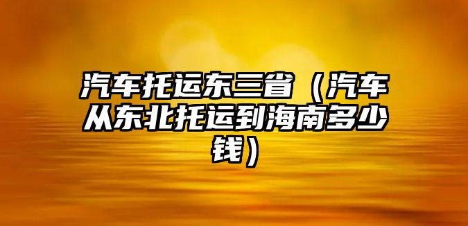 汽車托運東三省（汽車從東北托運到海南多少錢）