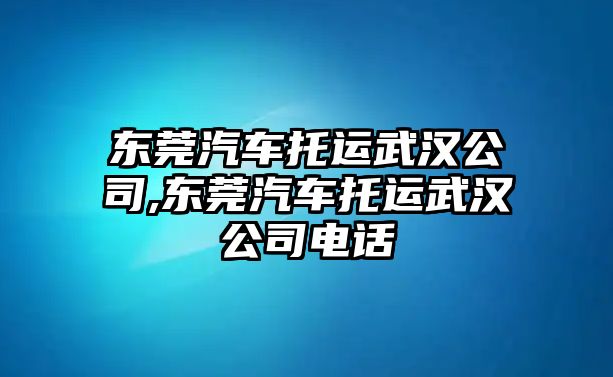 東莞汽車托運武漢公司,東莞汽車托運武漢公司電話