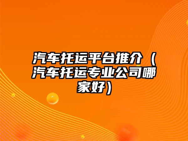 汽車托運平臺推介（汽車托運專業(yè)公司哪家好）