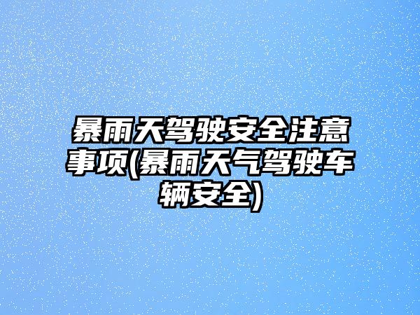 暴雨天駕駛安全注意事項(xiàng)(暴雨天氣駕駛車輛安全)