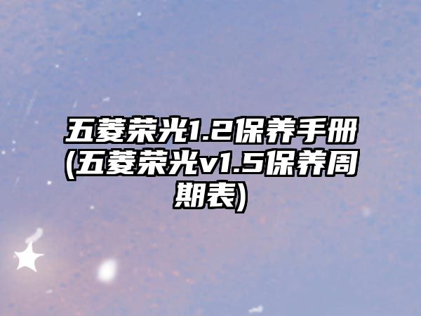 五菱榮光1.2保養(yǎng)手冊(五菱榮光v1.5保養(yǎng)周期表)