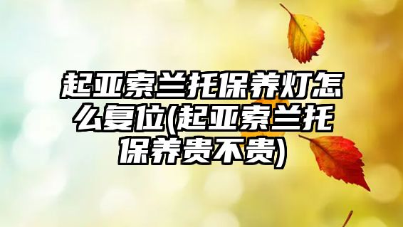 起亞索蘭托保養(yǎng)燈怎么復位(起亞索蘭托保養(yǎng)貴不貴)