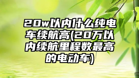 20w以內什么純電車續(xù)航高(20萬以內續(xù)航里程數最高的電動車)