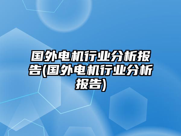 國(guó)外電機(jī)行業(yè)分析報(bào)告(國(guó)外電機(jī)行業(yè)分析報(bào)告)