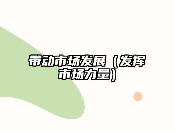 帶動(dòng)市場(chǎng)發(fā)展（發(fā)揮市場(chǎng)力量）