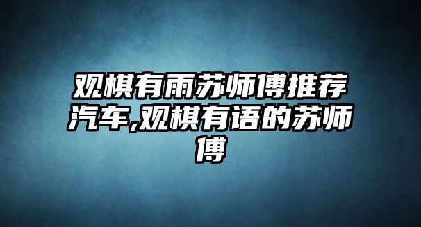 觀棋有雨蘇師傅推薦汽車,觀棋有語(yǔ)的蘇師傅