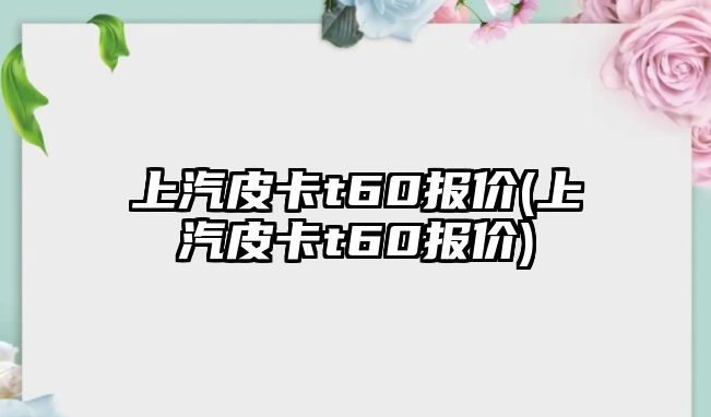 上汽皮卡t60報(bào)價(jià)(上汽皮卡t60報(bào)價(jià))