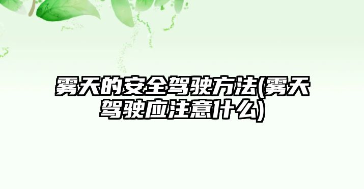 霧天的安全駕駛方法(霧天駕駛應(yīng)注意什么)