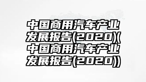 中國商用汽車產(chǎn)業(yè)發(fā)展報(bào)告(2020)(中國商用汽車產(chǎn)業(yè)發(fā)展報(bào)告(2020))