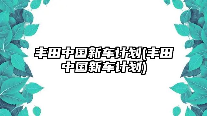 豐田中國新車計劃(豐田中國新車計劃)