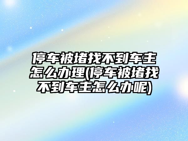 停車被堵找不到車主怎么辦理(停車被堵找不到車主怎么辦呢)