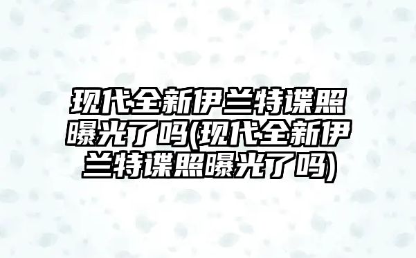 現(xiàn)代全新伊蘭特諜照曝光了嗎(現(xiàn)代全新伊蘭特諜照曝光了嗎)