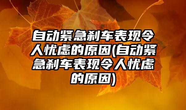 自動緊急剎車表現(xiàn)令人憂慮的原因(自動緊急剎車表現(xiàn)令人憂慮的原因)