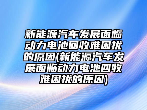 新能源汽車發(fā)展面臨動(dòng)力電池回收難困擾的原因(新能源汽車發(fā)展面臨動(dòng)力電池回收難困擾的原因)