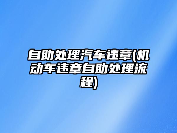 自助處理汽車違章(機(jī)動車違章自助處理流程)