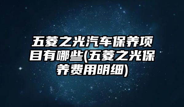 五菱之光汽車保養(yǎng)項目有哪些(五菱之光保養(yǎng)費用明細)