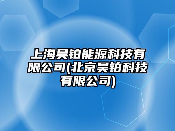 上海昊鉑能源科技有限公司(北京昊鉑科技有限公司)