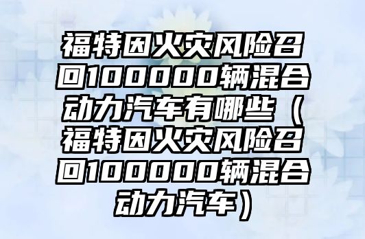 福特因火災(zāi)風(fēng)險召回100000輛混合動力汽車有哪些（福特因火災(zāi)風(fēng)險召回100000輛混合動力汽車）