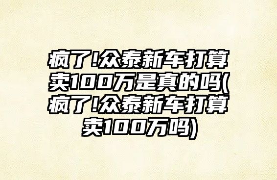 瘋了!眾泰新車打算賣100萬是真的嗎(瘋了!眾泰新車打算賣100萬嗎)