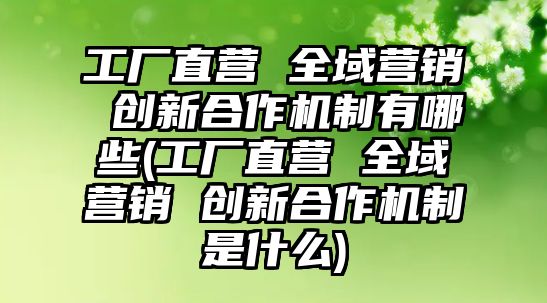 工廠直營 全域營銷 創(chuàng)新合作機(jī)制有哪些(工廠直營 全域營銷 創(chuàng)新合作機(jī)制是什么)