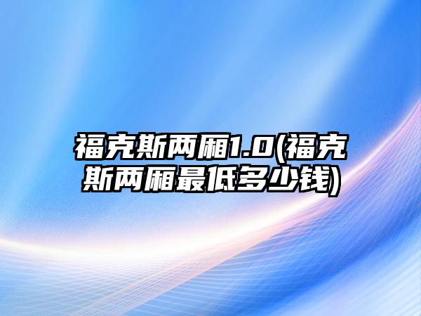 福克斯兩廂1.0(?？怂箖蓭畹投嗌馘X)