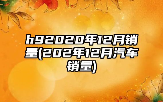 h92020年12月銷量(202年12月汽車銷量)