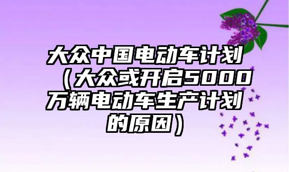 大眾中國(guó)電動(dòng)車計(jì)劃（大眾或開啟5000萬(wàn)輛電動(dòng)車生產(chǎn)計(jì)劃的原因）