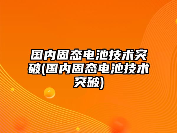 國內固態(tài)電池技術突破(國內固態(tài)電池技術突破)