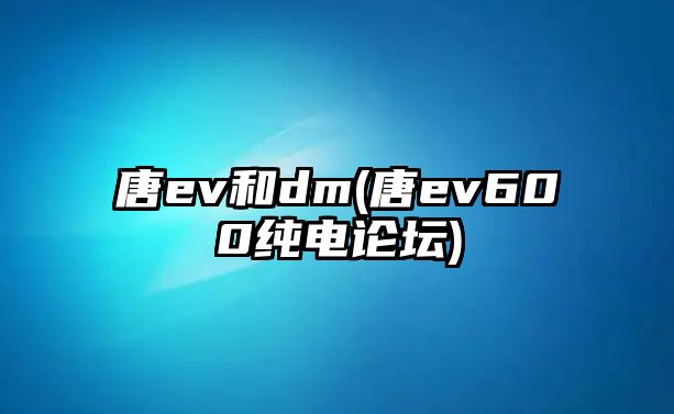 唐ev和dm(唐ev600純電論壇)