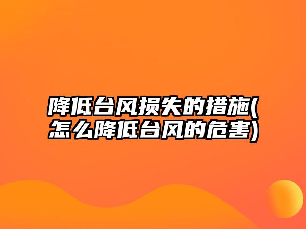 降低臺(tái)風(fēng)損失的措施(怎么降低臺(tái)風(fēng)的危害)