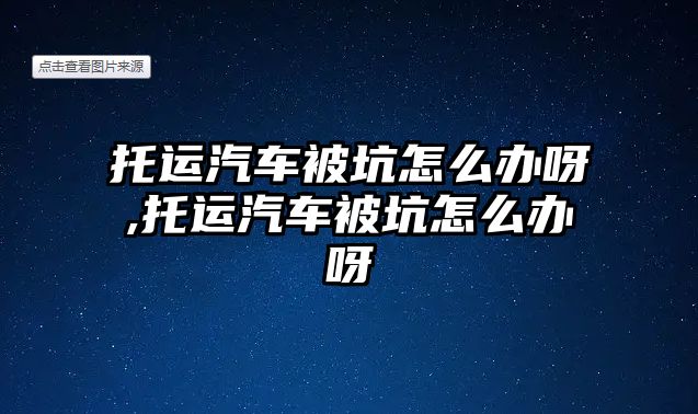 托運(yùn)汽車被坑怎么辦呀,托運(yùn)汽車被坑怎么辦呀