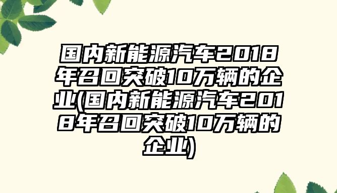 國內(nèi)新能源汽車2018年召回突破10萬輛的企業(yè)(國內(nèi)新能源汽車2018年召回突破10萬輛的企業(yè))