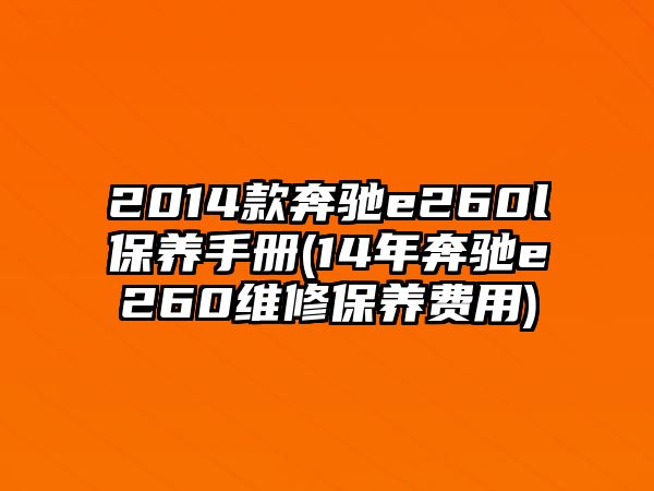 2014款奔馳e260l保養(yǎng)手冊(14年奔馳e260維修保養(yǎng)費用)