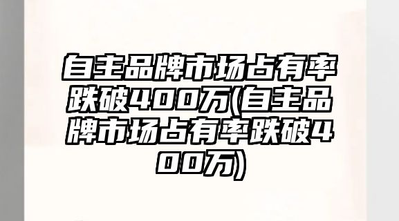 自主品牌市場(chǎng)占有率跌破400萬(自主品牌市場(chǎng)占有率跌破400萬)