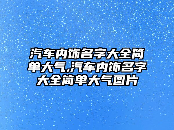 汽車內(nèi)飾名字大全簡單大氣,汽車內(nèi)飾名字大全簡單大氣圖片