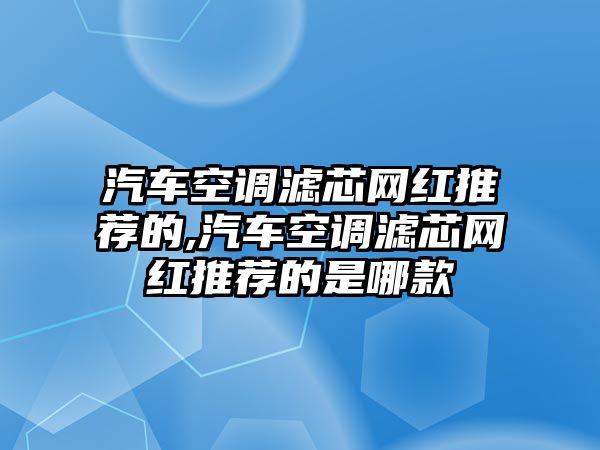 汽車空調(diào)濾芯網(wǎng)紅推薦的,汽車空調(diào)濾芯網(wǎng)紅推薦的是哪款