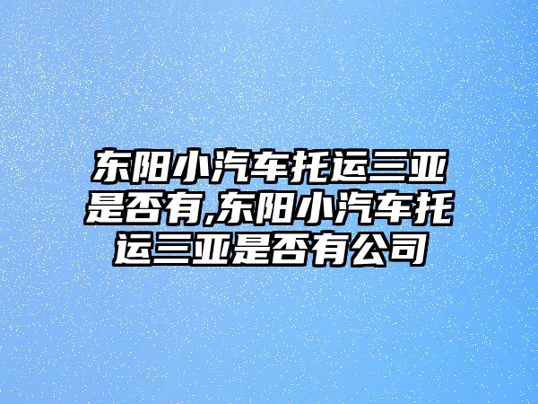 東陽小汽車托運(yùn)三亞是否有,東陽小汽車托運(yùn)三亞是否有公司