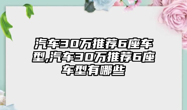 汽車30萬(wàn)推薦6座車型,汽車30萬(wàn)推薦6座車型有哪些