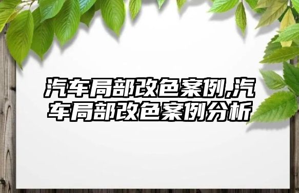 汽車局部改色案例,汽車局部改色案例分析