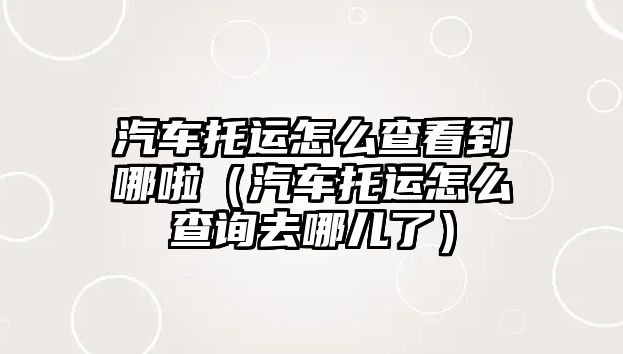 汽車托運怎么查看到哪啦（汽車托運怎么查詢?nèi)ツ膬毫耍? class=